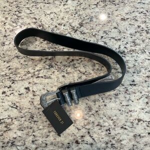 Forever 21 Black Women's Belt with Decorative Silver Western Buckle